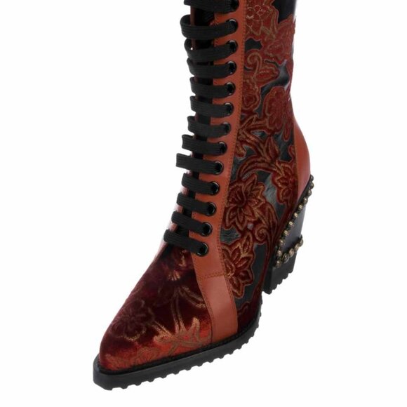 Chloe - Rylee Baroque Velvet Combat Boot U.S size 10 - Picture 5 of 16
